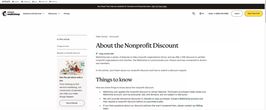 A screen shot of a website with the words about API for Nonprofits.